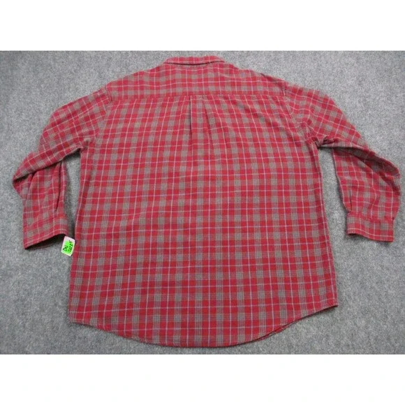 LL Bean Shirt Mens Extra Large XL Red Blue Flannel Plaid Casual Button Up - Picture 6 of 9